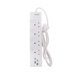 Terminator 664UK 4-AC Outlet Power Extension Strip UK Socket 2M & 13A, 4 USB Charging Ports