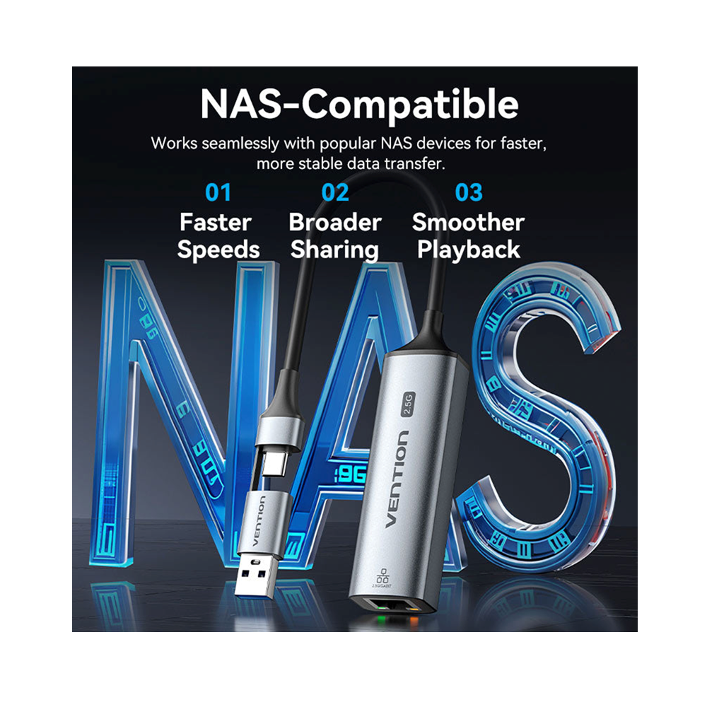 Vention CFUHB USB-C/USB-A to 2.5G Ethernet Network RJ45 Adapter - Image 3