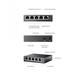 TP-Link ES205GP Omada 5-Port Gigabit Easy Managed Switch with 4-Port PoE+ - Image 4