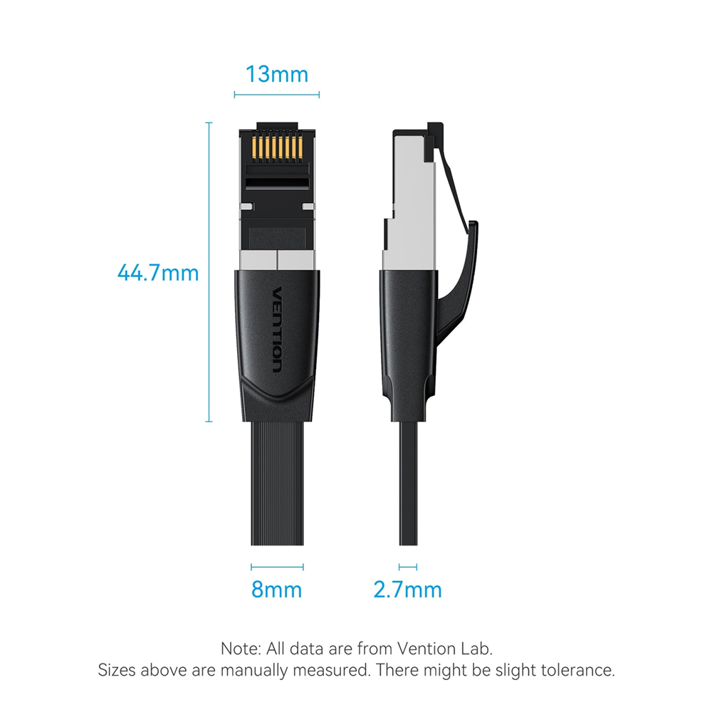 Vention IKQBF Flat Cat8 Ethernet Patch Network Cable 40Gbps 2000MHz, 1m - Image 4
