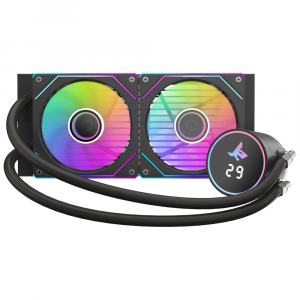 SHARX JAWS J240DD – 240mm AIO Liquid CPU Cooler with Dual ARGB Fans, Black - Image 2
