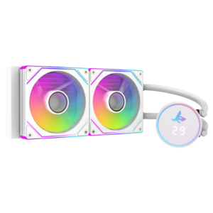 SHARX JAWS J240DD – 240mm AIO Liquid CPU Cooler with Dual ARGB Fans, White