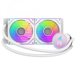 SHARX JAWS J240DD – 240mm AIO Liquid CPU Cooler with Dual ARGB Fans, White - Image 2