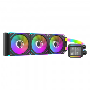 SHARX PROFIN P360LRT – 360mm AIO Liquid CPU Cooler with 2.8” LCD Display, Triple ARGB Fans, Black - Image 3