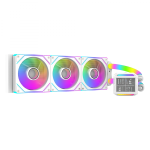 SHARX PROFIN P360LRT – 360mm AIO Liquid CPU Cooler with 2.8” LCD Display, Triple ARGB Fans, White - Image 3