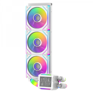 SHARX PROFIN P360LRT – 360mm AIO Liquid CPU Cooler with 2.8” LCD Display, Triple ARGB Fans, White - Image 2