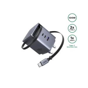 UGreen X616 Nexode Pro 4-Port 100W GaN Fast Charger Adapter with Retractable Cable