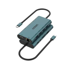 Onten 9591 USB-C 11in1 Hub Docking Station HDMI 4K30Hz VGA RJ45 3.5mm with Card reader