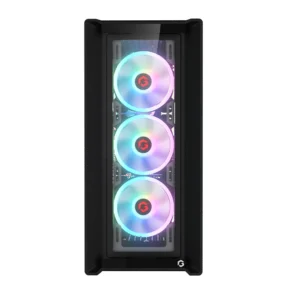 GameOn Vortex Midnight Series Mid Tower Gaming PC Case - Black (4-Fans) - Image 2