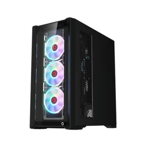 GameOn Vortex Midnight Series Mid Tower Gaming PC Case - Black (4-Fans) - Image 4